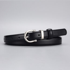 Women's First-Layer Cowhide All-Match Black Slim Belt
