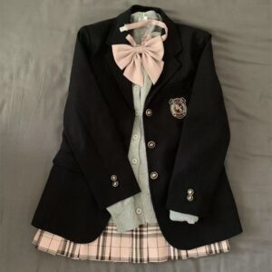 Original JK Uniform Black Blazer College-Style School-Supplied Indigo Three-Button Suit Jacket