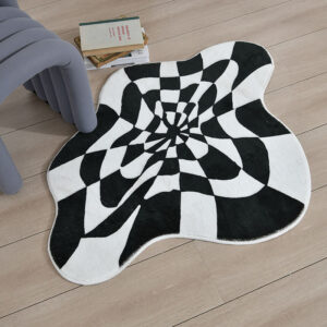 Retro Ins Style Black And White Checkered Anti Slip Floor Mat