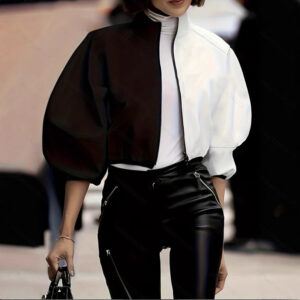 Women's Full-Zip Puffy Stand-Up Collar Short Jacket For Summer