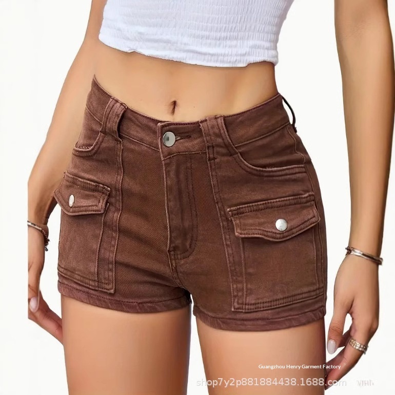 Women's Stretchy Multi-Pocket Denim Shorts 7 Women's Stretchy Multi-Pocket Denim Shorts - Image 7