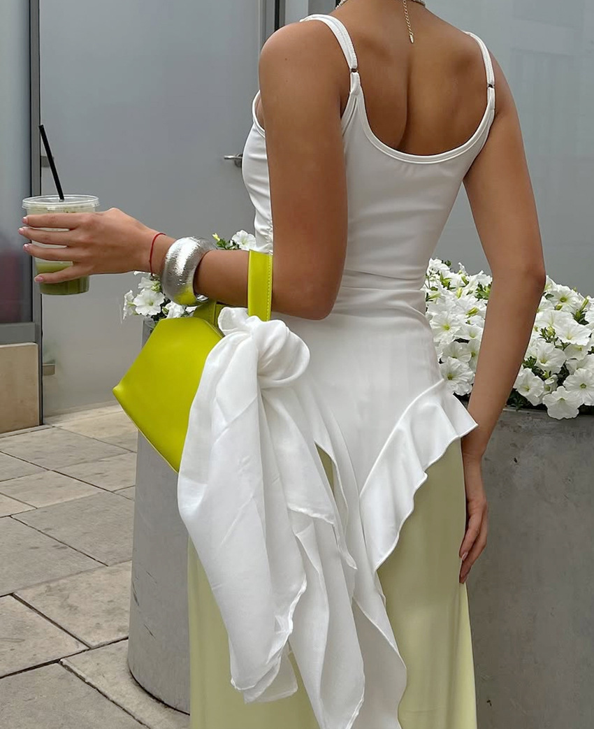 White Fitted Ruffled Ribbon Irregular Vest 6 White Fitted Ruffled Ribbon Irregular Vest - Image 6