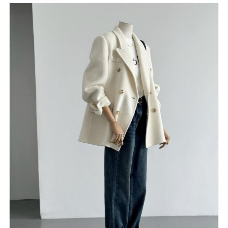 Women's Solid-Color Short Loose-Fit Double-Faced Cashmere Coat 8 Women's Solid-Color Short Loose-Fit Double-Faced Cashmere Coat - Image 8