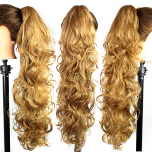 Long Curly Clip-In Ponytail Extension – Wavy Synthetic Hairpiece for Women, Easy Grab Clip Ponytail Wig