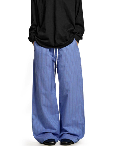 Contrast-color Patchwork Drawstring Elastic Waist Loose Straight-leg Floor-length Sweatpants 5 Contrast-color Patchwork Drawstring Elastic Waist Loose Straight-leg Floor-length Sweatpants - Image 5