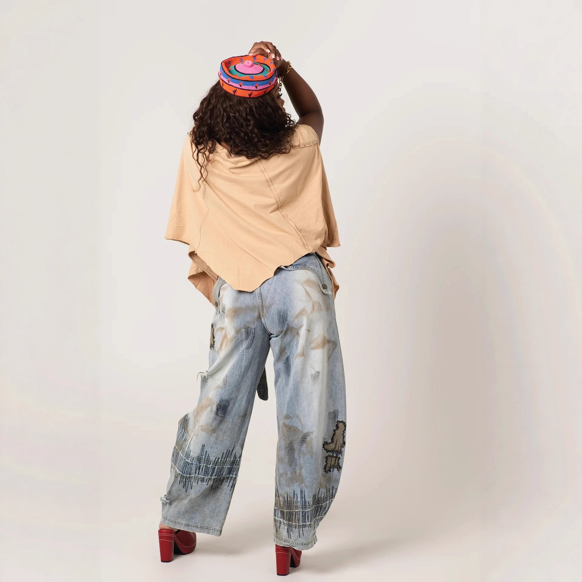 Wide-leg Boot-cut Stone-washed Jeans 2 Wide-leg Boot-cut Stone-washed Jeans - Image 2