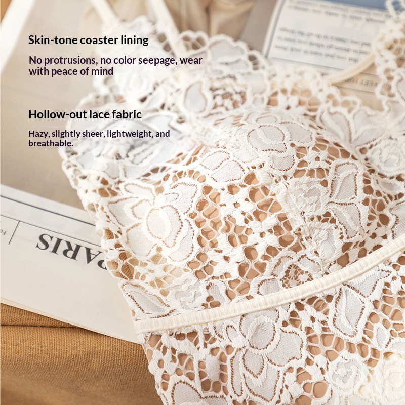 Lace Floral Camisole Mesh Top With Built-in Pads Sexy Slim-Fit Minimalist Base Layer 5 Lace Floral Camisole Mesh Top With Built-in Pads Sexy Slim-Fit Minimalist Base Layer - Image 5