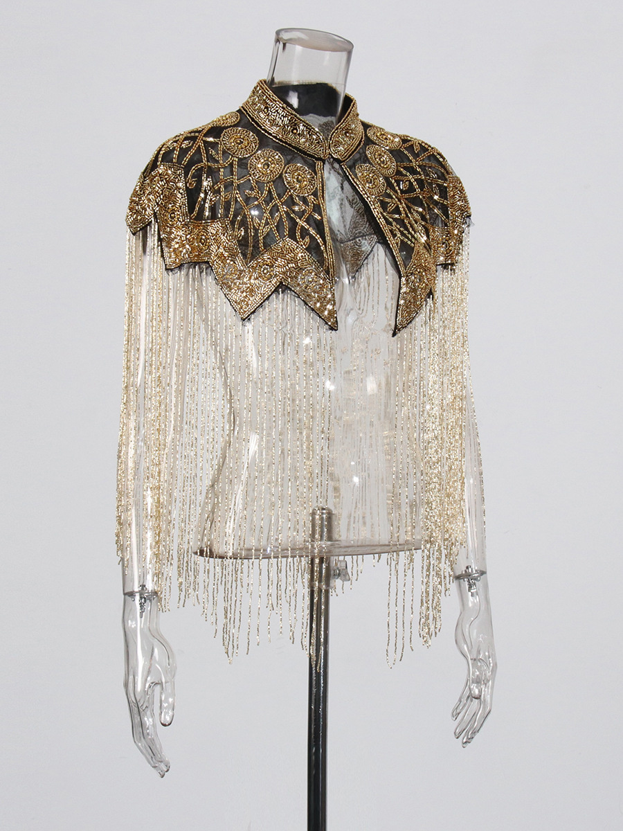 Heavy-duty Beaded Tassel Design Shawl Coat 4 Heavy-duty Beaded Tassel Design Shawl Coat - Image 4