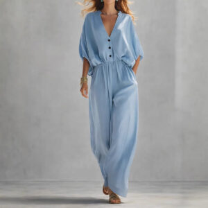 Women's Summer V-Neck Loose Jumpsuit