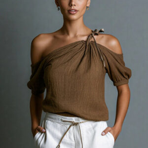 Fashionable Off-Shoulder Short-Sleeve Womens Top