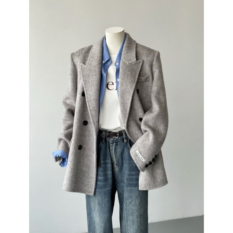 Women's Solid-Color Short Loose-Fit Double-Faced Cashmere Coat 2 Women's Solid-Color Short Loose-Fit Double-Faced Cashmere Coat - Image 2