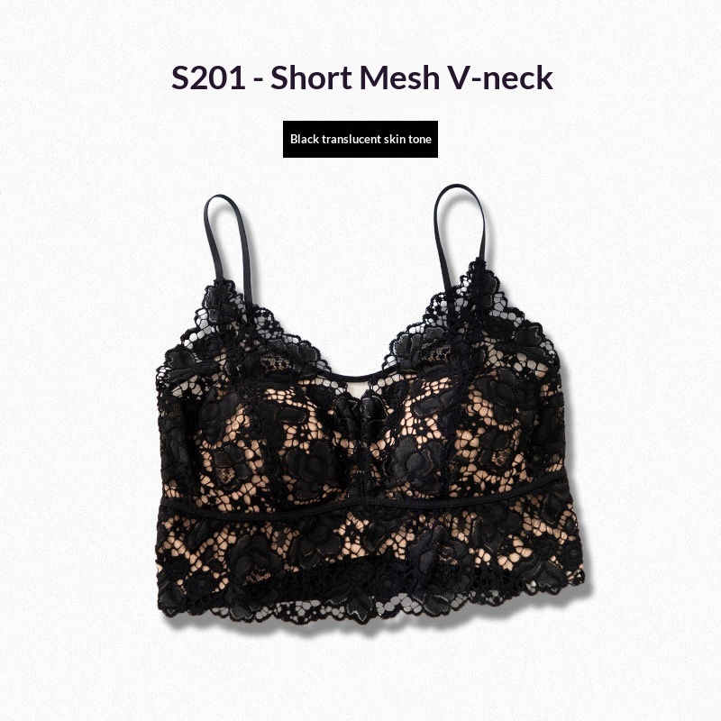Lace Floral Camisole Mesh Top With Built-in Pads Sexy Slim-Fit Minimalist Base Layer 8 Lace Floral Camisole Mesh Top With Built-in Pads Sexy Slim-Fit Minimalist Base Layer - Image 8