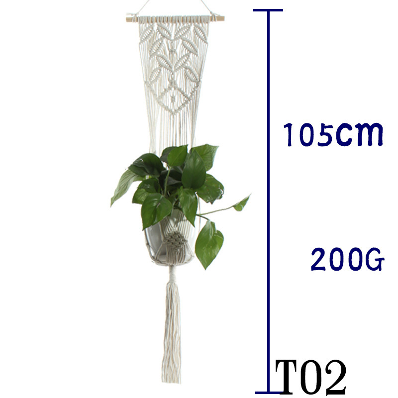 Flower Pot Net Bag Beige Cotton Rope Indoor Plant Hanger Hanging Basket Sling 7 Flower Pot Net Bag Beige Cotton Rope Indoor Plant Hanger Hanging Basket Sling - Image 7