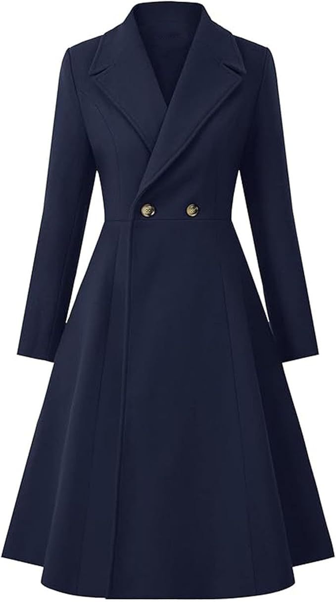 Women's Long Lapel Double Breasted Trench Coat 3 Women's Long Lapel Double Breasted Trench Coat - Image 3