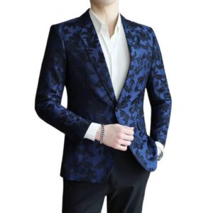 Spring Summer Mens Solid Colored Slim Fit Suit Jacket