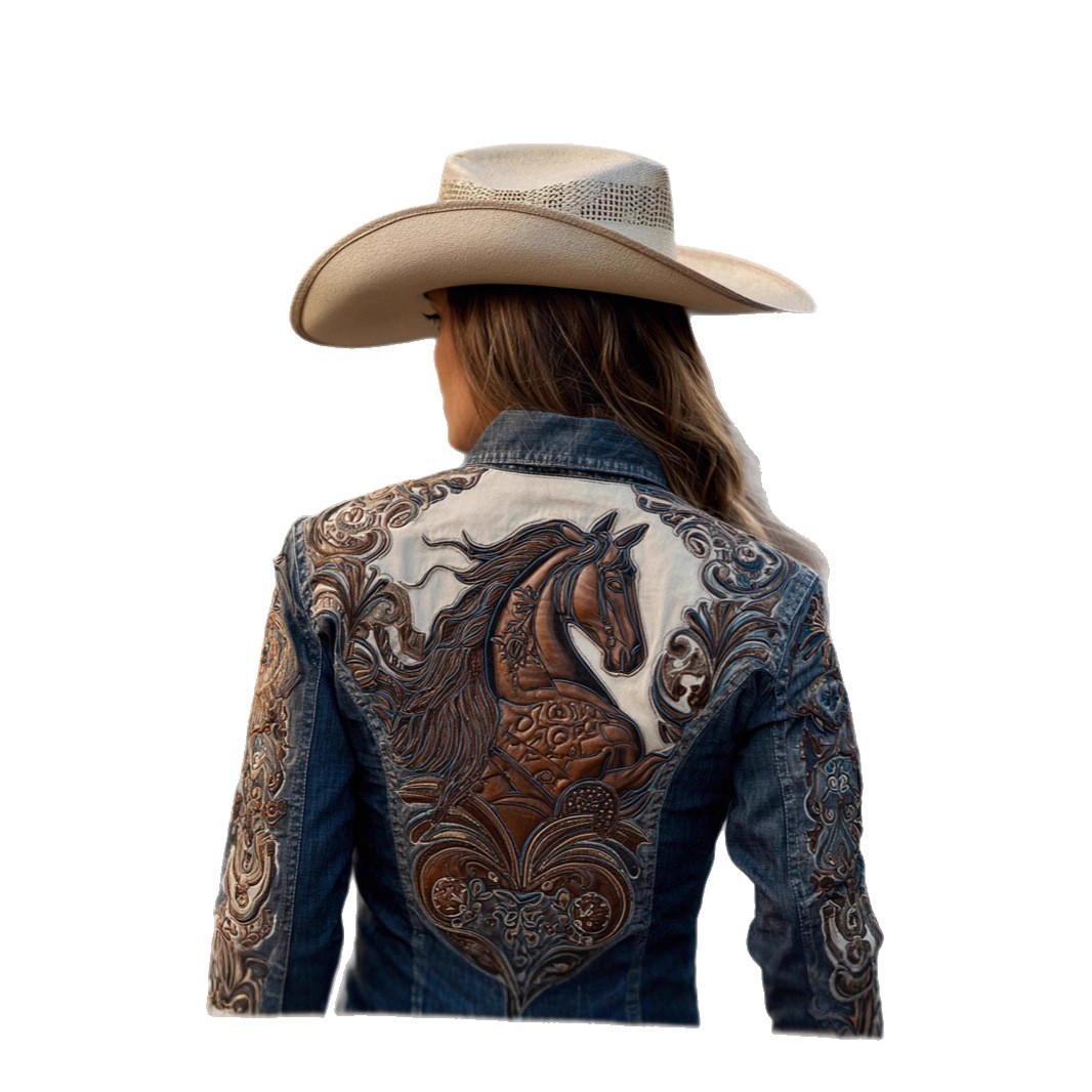 Autumn Retro Washed Long-Sleeve Denim Jacket 4 Autumn Retro Washed Long-Sleeve Denim Jacket - Image 4