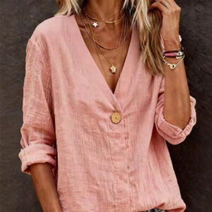 Casual Long-Sleeve V-Neck Regular Cardigan Multi-Colored Top Shirt