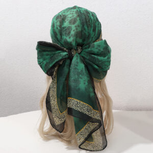 Full-patterned Flower Leopard-print Border Chiffon Soft 150-thread Scarf, Fashionable And Luxurious Style, Suitable For Daily Wear, Business Or Casual Wear In Spring And Summer.