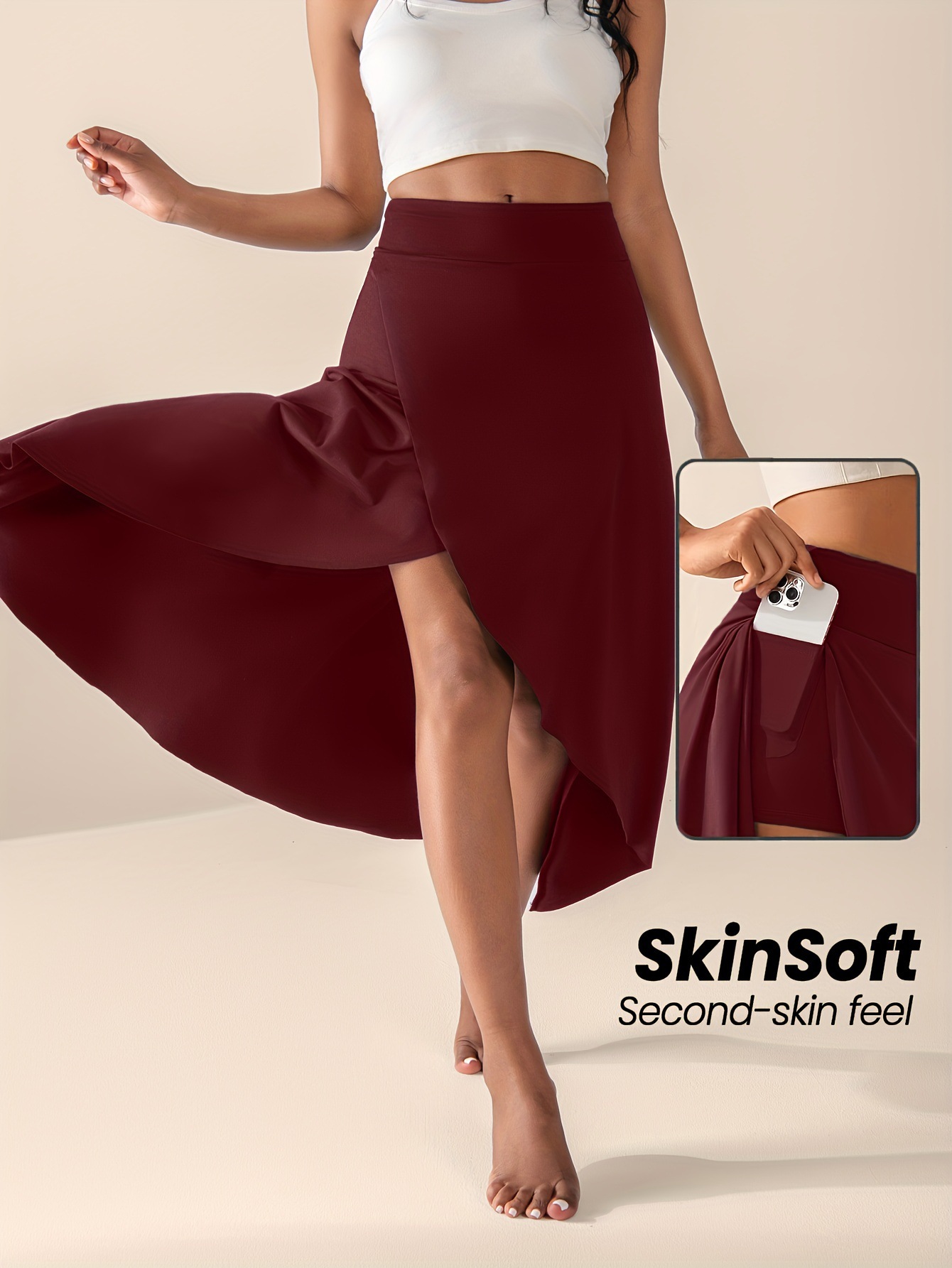 Elegant Flowing Solid-Colored Midi Skirt With Ruffle Trim 6 Elegant Flowing Solid-Colored Midi Skirt With Ruffle Trim - Image 6