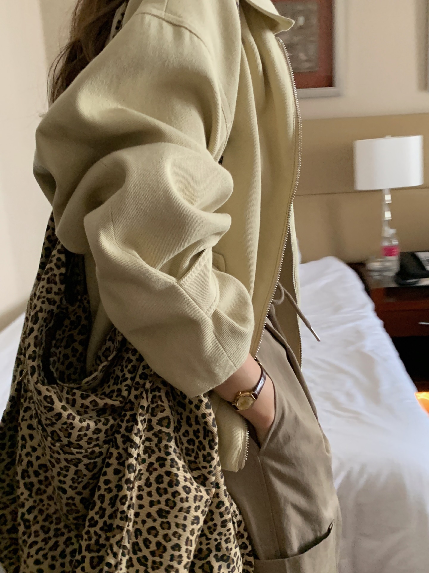 Casual Solid Color Lapel Long Sleeve Loose Slimming Zipper Coat 3 Casual Solid Color Lapel Long Sleeve Loose Slimming Zipper Coat - Image 3