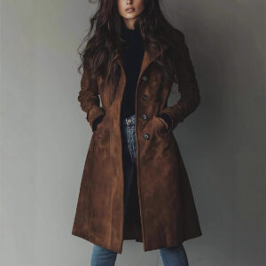 Womens Western Style Long Trench Coat For Fall And Winter