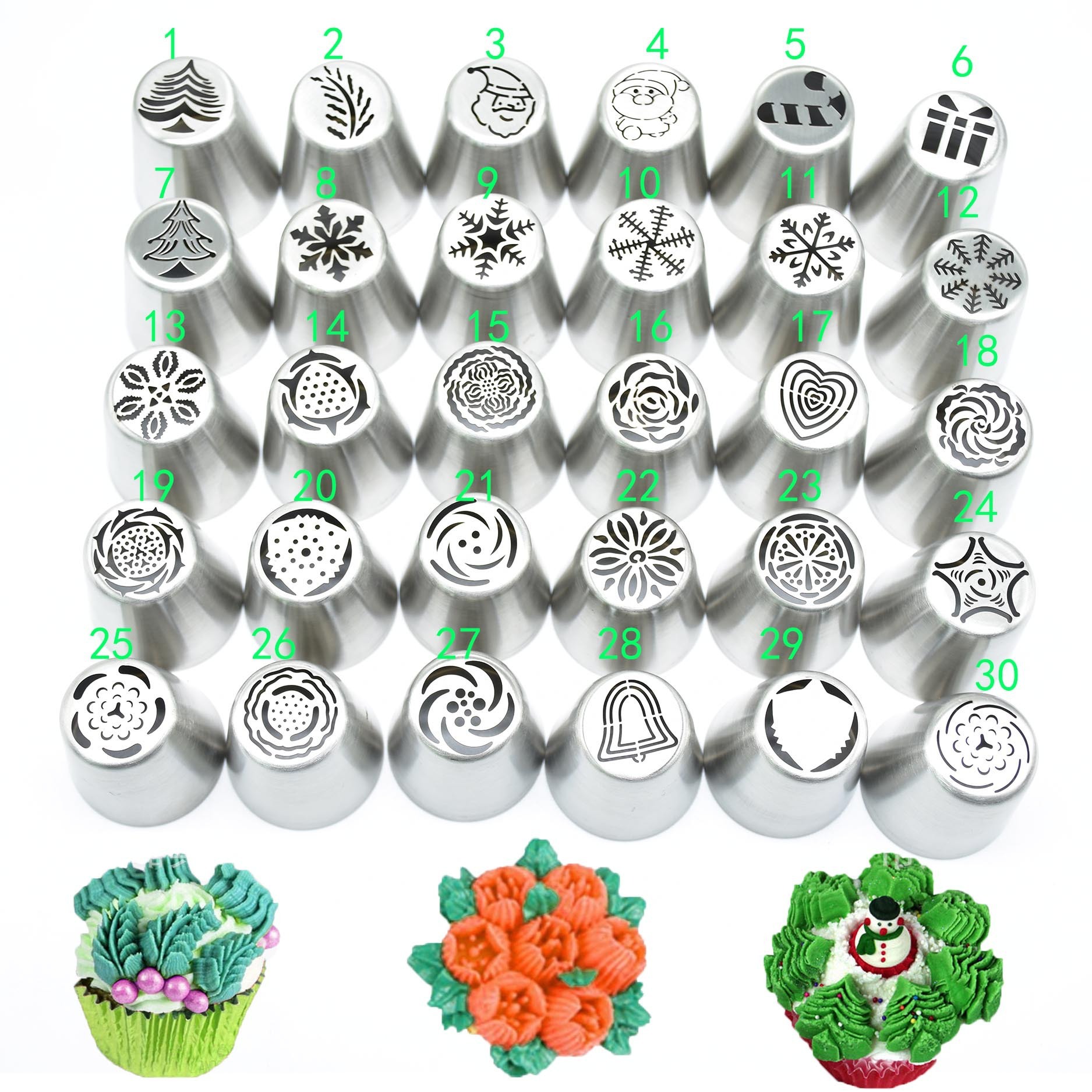 DIY Series Stainless Steel Christmas Decorating Mouth 30 Variety of Cakes Decoration Tools 9 DIY Series Stainless Steel Christmas Decorating Mouth 30 Variety of Cakes Decoration Tools - Image 9