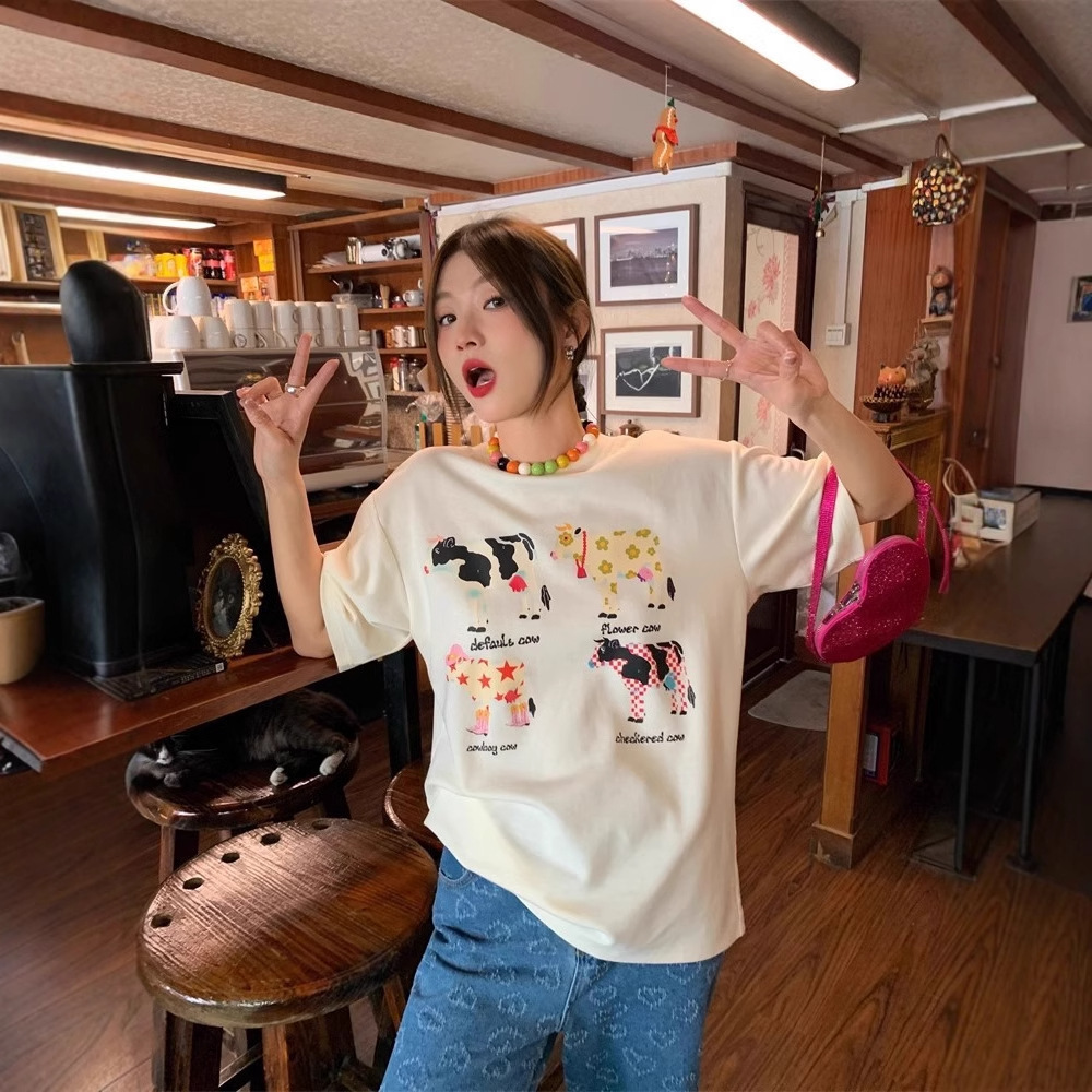 American Retro Cartoon Print Korean Version Loose Versatile Top 4 American Retro Cartoon Print Korean Version Loose Versatile Top - Image 4