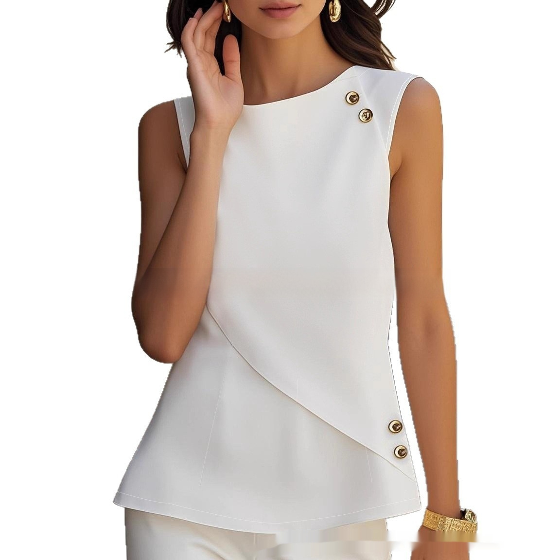 Women's Sleeveless Fashionable Chic Casual Top 2 Women's Sleeveless Fashionable Chic Casual Top - Image 2