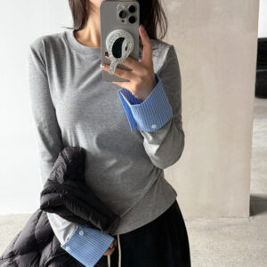 Springautumn Crew Neck Pullover Slim Fit Top