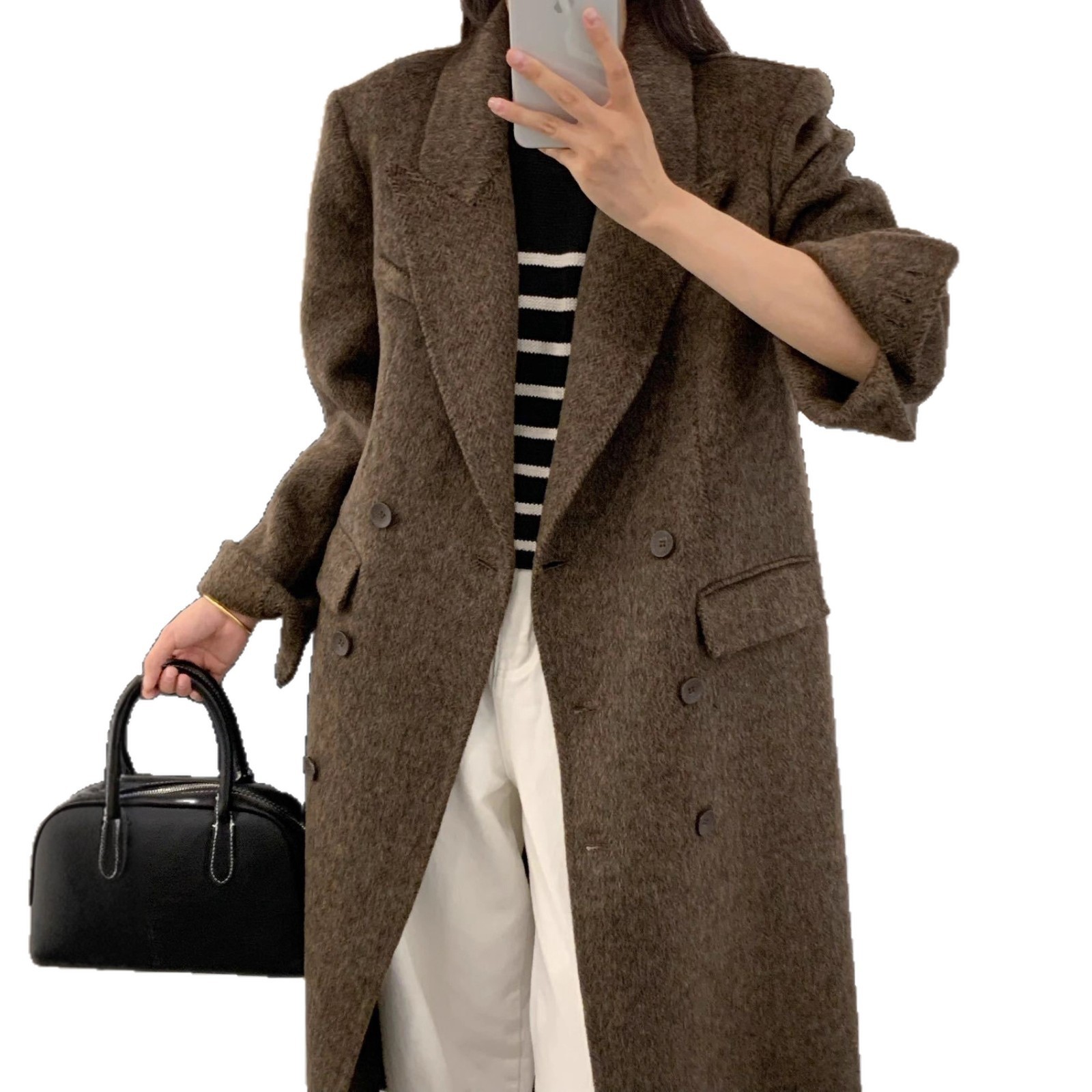 Above-the-knee Long Double-faced Wool Coat For Women 8 Above-the-knee Long Double-faced Wool Coat For Women - Image 8