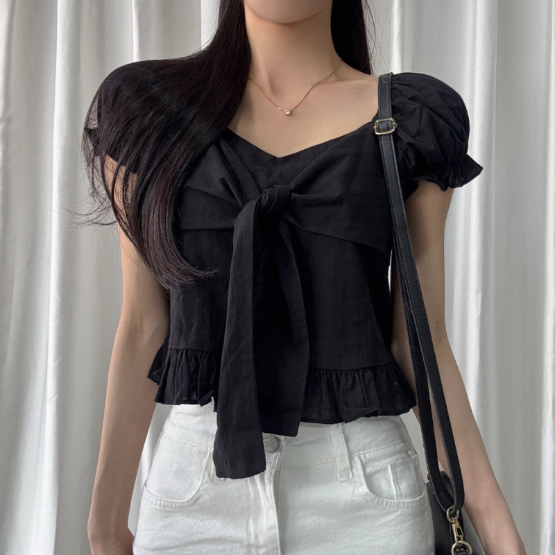 Bow-tied Ruffled Frill Puffed-sleeve Shirt 4 Bow-tied Ruffled Frill Puffed-sleeve Shirt - Image 4