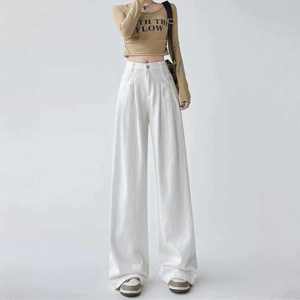 Women's White Wide-leg Straight Jeans 1 Women's White Wide-leg Straight Jeans
