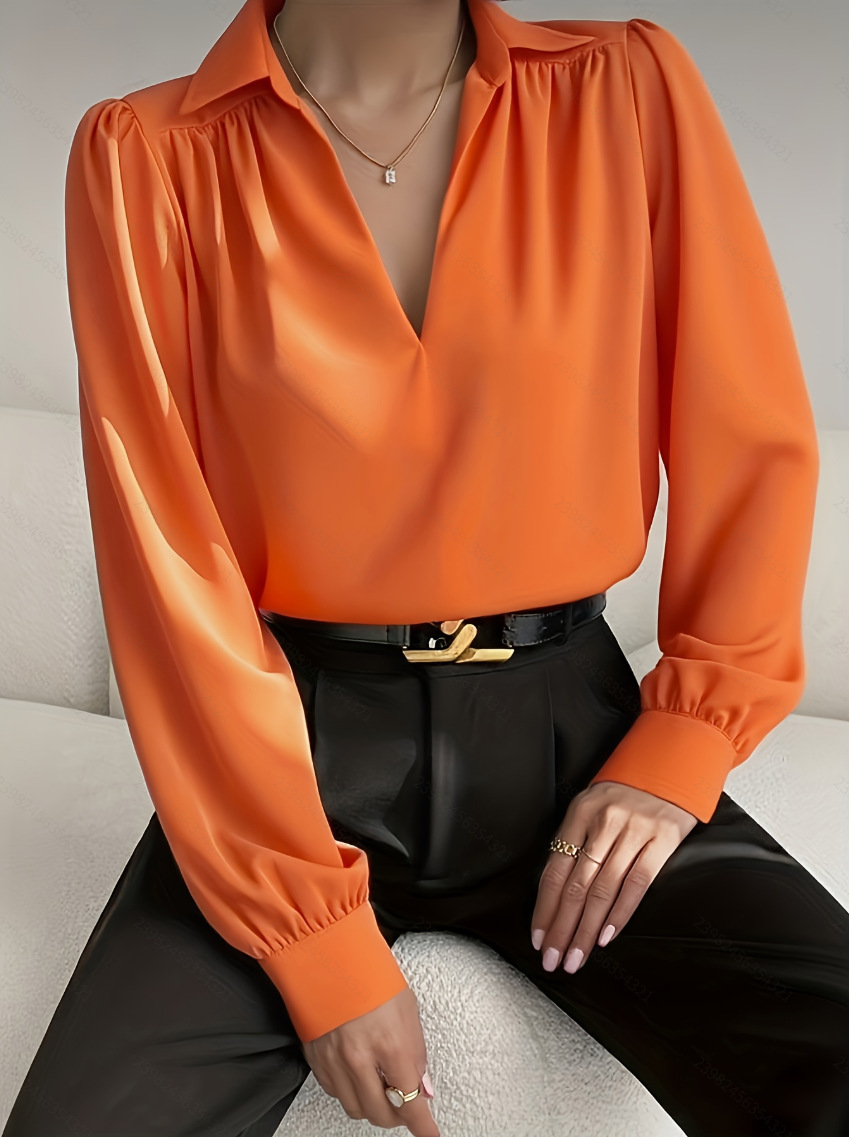 Satin Pleated Long Sleeve Top 2 Satin Pleated Long Sleeve Top - Image 2