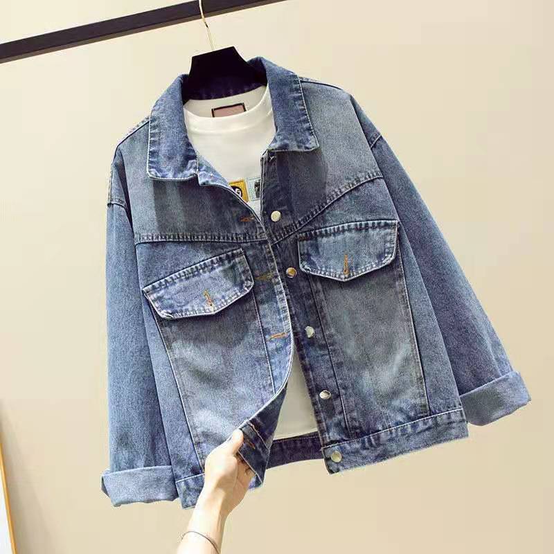 Women's Casual Loose Printed Denim Jacket 1 Women's Casual Loose Printed Denim Jacket