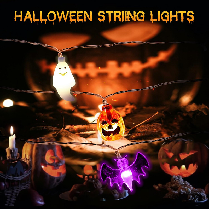 LED Halloween Pumpkin Spider Bat Skull String Light Lamp Home Garden Party Outdoor Halloween Decoration Lantern Light 2 LED Halloween Pumpkin Spider Bat Skull String Light Lamp Home Garden Party Outdoor Halloween Decoration Lantern Light - Image 2