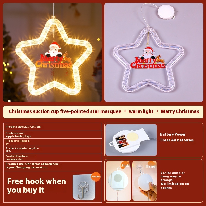 Christmas Pendant Decoration Christmas Atmosphere Led Lights Led Christmas Star Light Decoration For Window Door For Holiday 7 Christmas Pendant Decoration Christmas Atmosphere Led Lights Led Christmas Star Light Decoration For Window Door For Holiday - Image 7