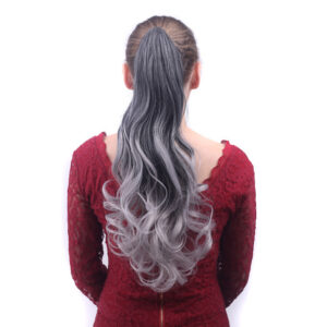 Colorful Gradient Clip-In Ponytail Wig – Ombre Synthetic Hair Extension, Long Wavy Rainbow Ponytail for Women