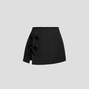 Bow-tied Sexy Slit A-line Mini Skirt