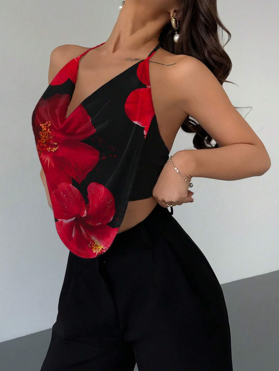 Y2K Halter Neck V-Neck Backless Camisole 9 Y2K Halter Neck V-Neck Backless Camisole - Image 9