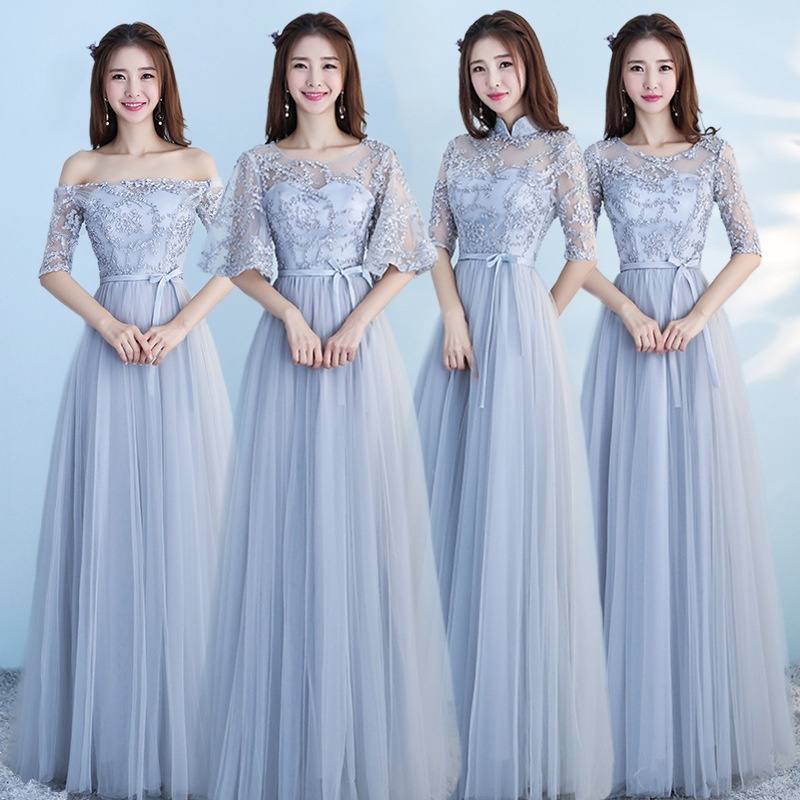 Long Bridesmaid Blue Wedding Dress Girlfriends Party Dress 1 Long Bridesmaid Blue Wedding Dress Girlfriends Party Dress