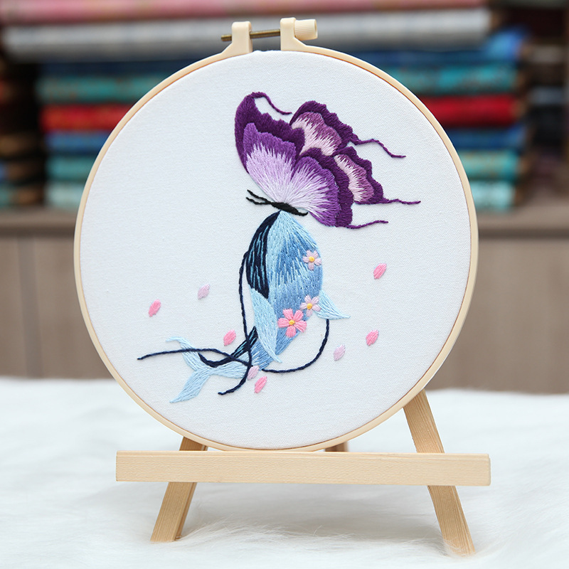 Embroidered DIY Materials Pack Whale With Butterfly Handmade Hanging Pictures 4 Embroidered DIY Materials Pack Whale With Butterfly Handmade Hanging Pictures - Image 4