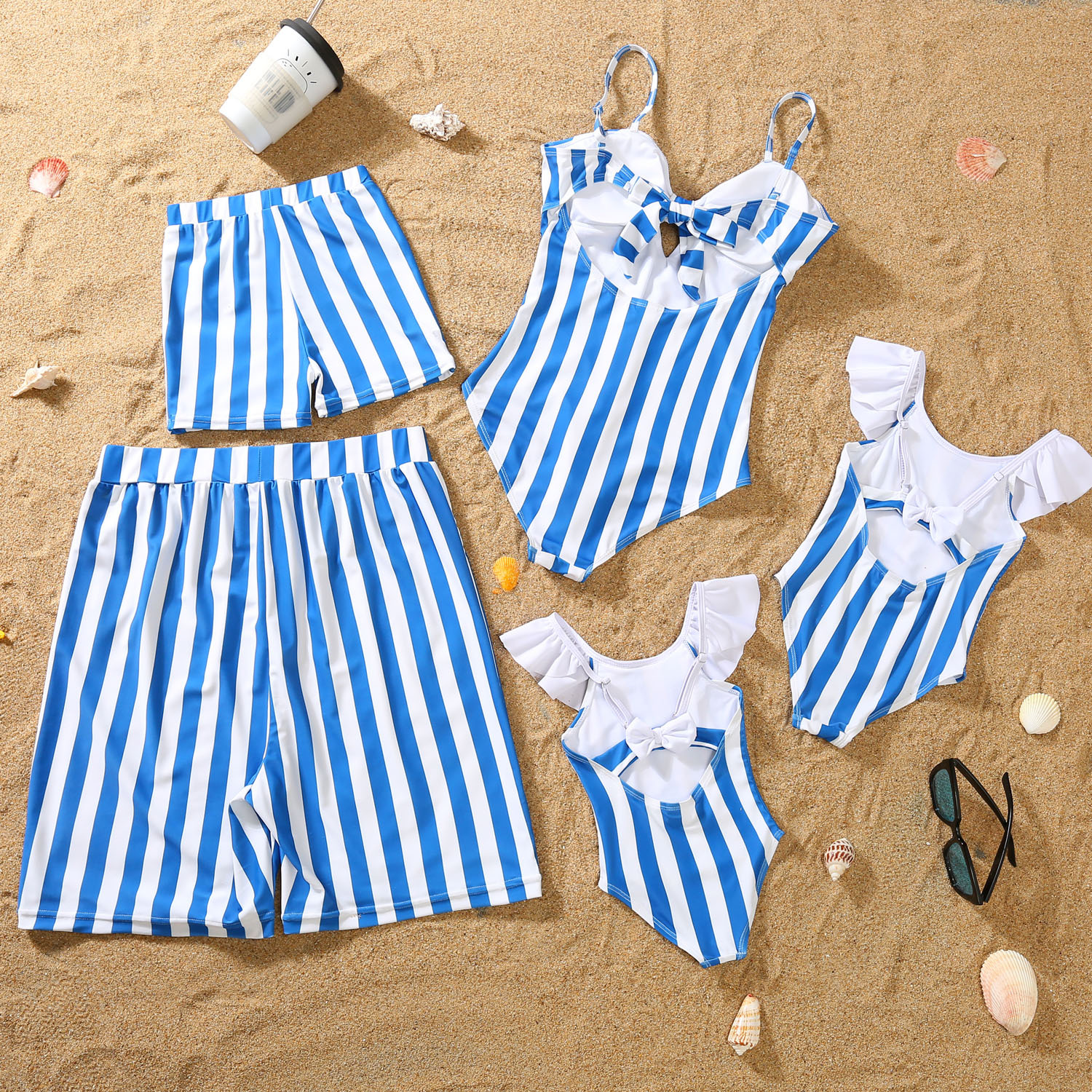 Parent-child Bikini Blue And White Stripe Swimsuit 7 Parent-child Bikini Blue And White Stripe Swimsuit - Image 7