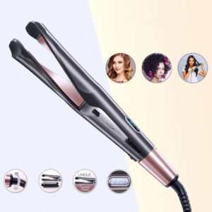 2-in-1 Hair Straightener & Curler – Tourmaline Ceramic Twisted Flat Iron for All Hair Types