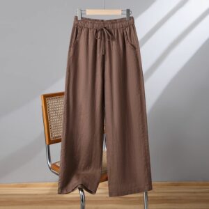 Plus-size Drawstring Straight-leg Casual Pants