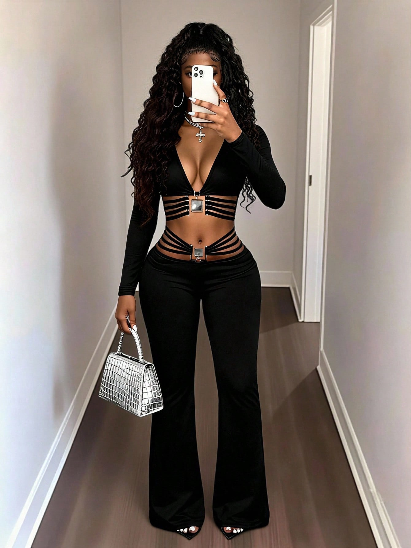 Black High-waist Flared Pants With Tummy-control And Butt-lifting Features 2 Black High-waist Flared Pants With Tummy-control And Butt-lifting Features - Image 2