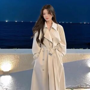 White Trench Coat Women's Long British-style