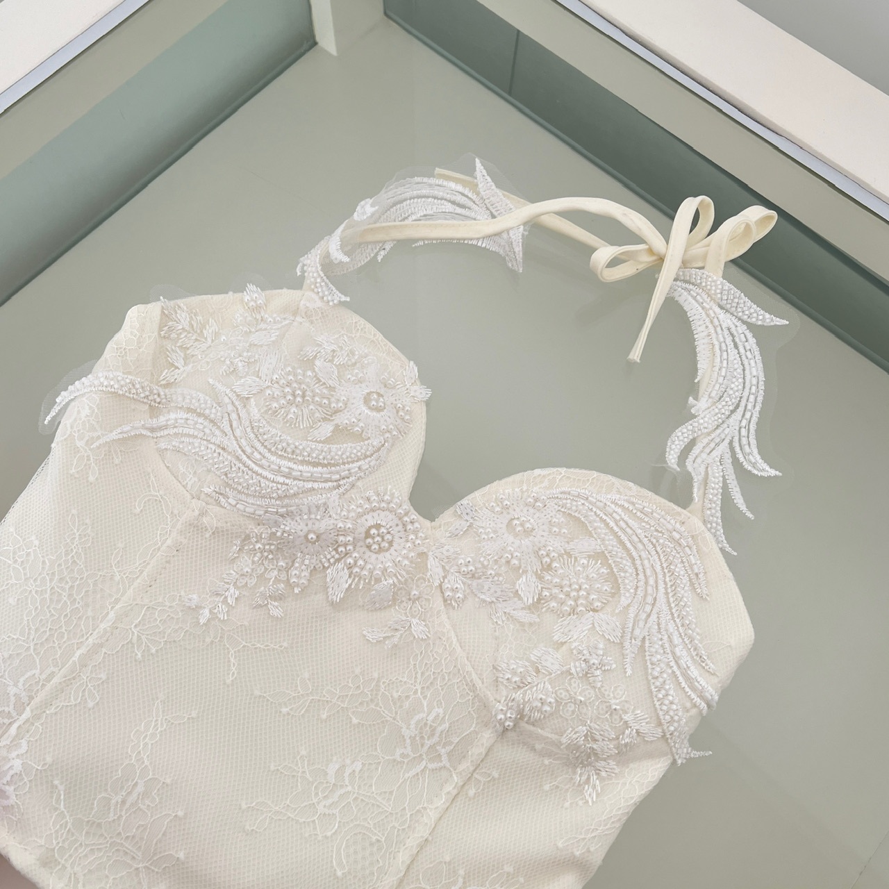 Lace Heavy Embellished Mesh Beaded Sequin Top & Skirt Set Women's Two-Piece 2 Lace Heavy Embellished Mesh Beaded Sequin Top & Skirt Set Women's Two-Piece - Image 2