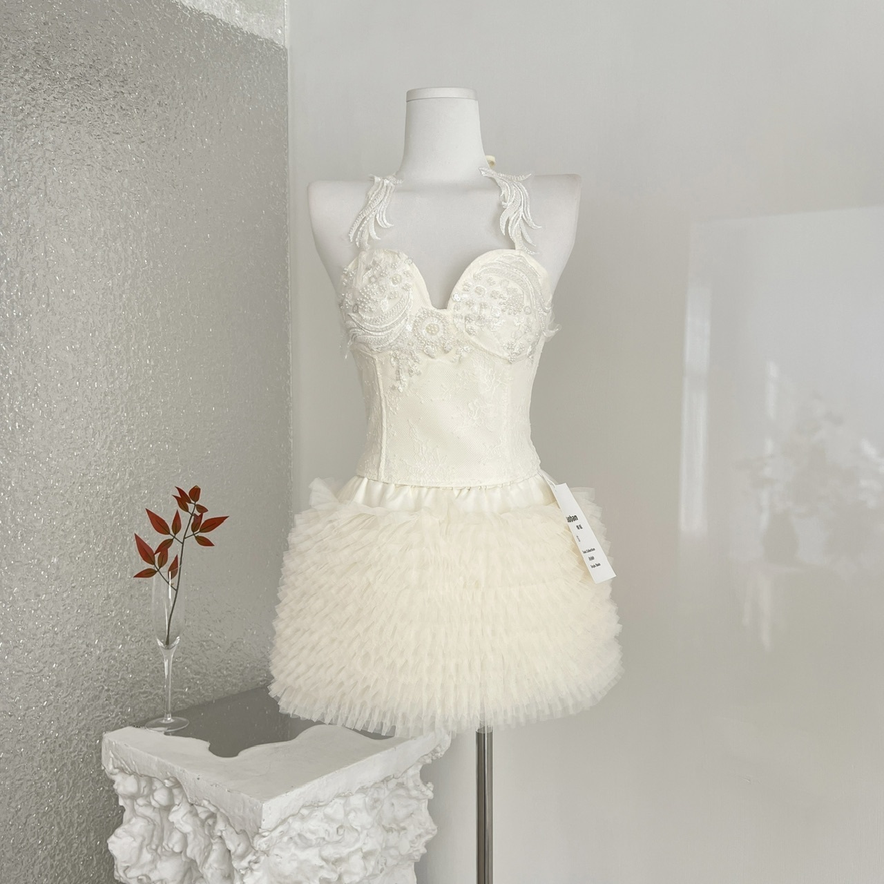 Lace Heavy Embellished Mesh Beaded Sequin Top & Skirt Set Women's Two-Piece 1 Lace Heavy Embellished Mesh Beaded Sequin Top & Skirt Set Women's Two-Piece