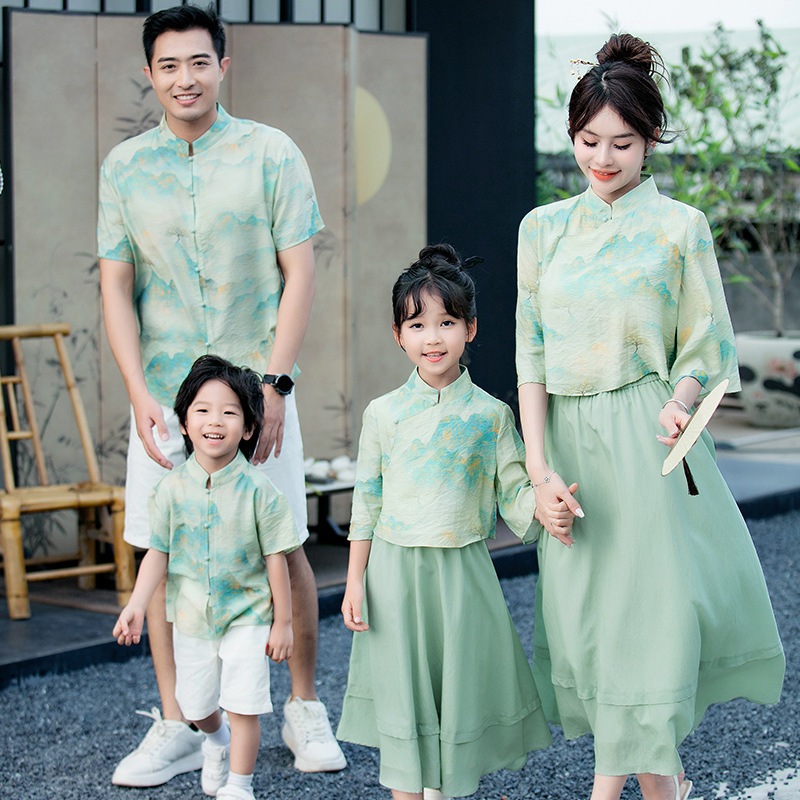 Parent-child Leisure Chinese Style Cheongsam Suit 1 Parent-child Leisure Chinese Style Cheongsam Suit
