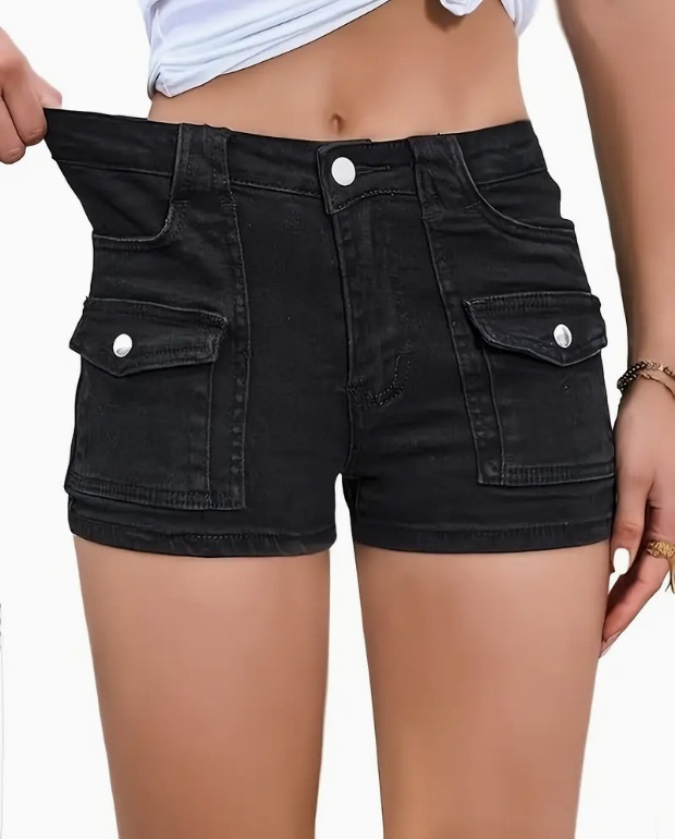 Women's Stretchy Multi-Pocket Denim Shorts 8 Women's Stretchy Multi-Pocket Denim Shorts - Image 8